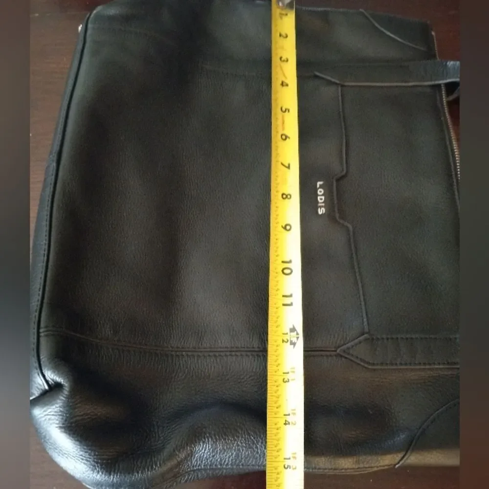 LODIS Large Black Leather Tote Bag